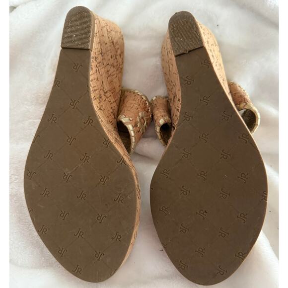 Marbella Wedge Sandal in Cork and Gold by Jack Rogers Size 6.5/6 1/2 - Picture 10 of 10